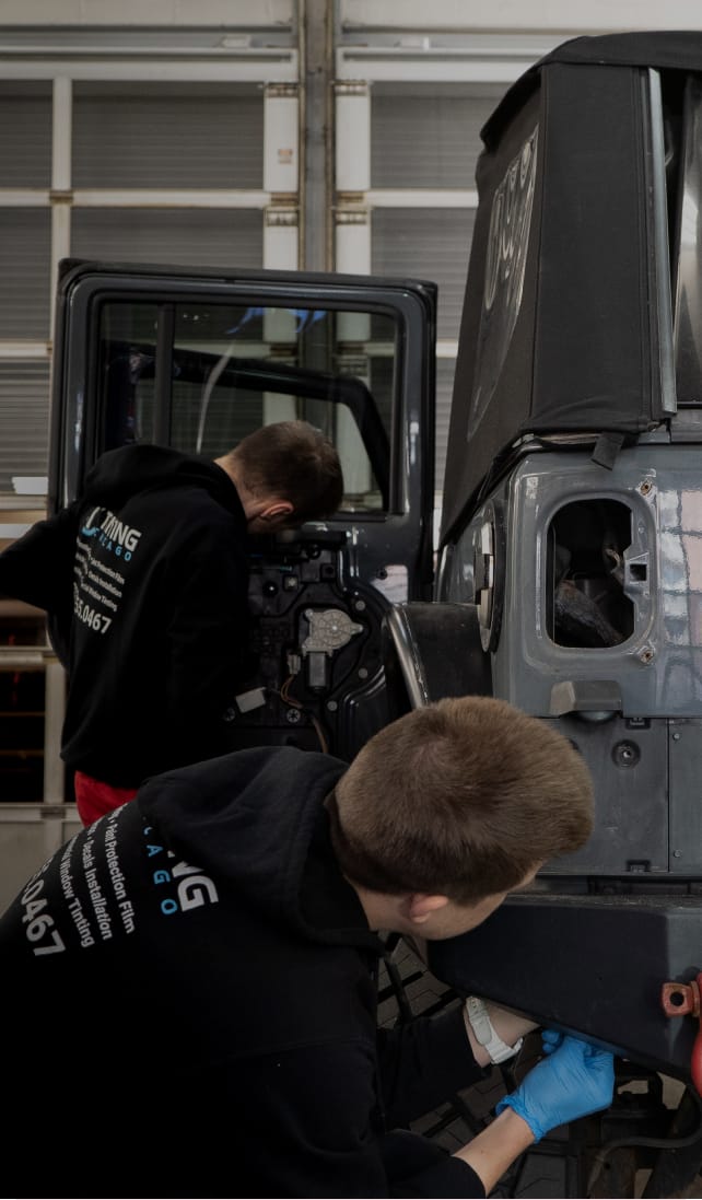 STEP 2:
car disassembling: removal of bumpers, mirrors, door handles, etc.
