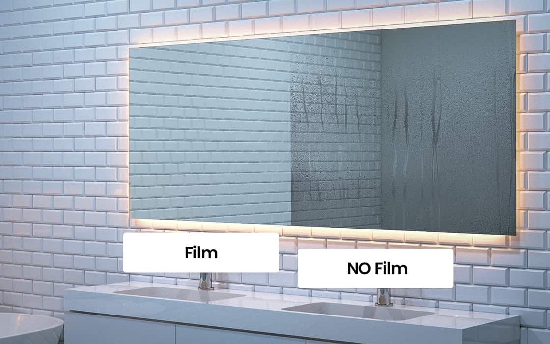 Anti-fogging film for windows, display cabinets and mirrors