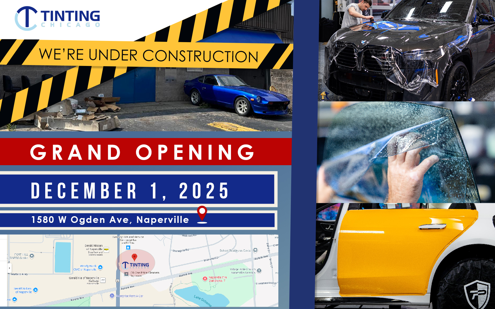 Tinting Chicago’s Services Are Closer to You. Welcome to Our New Workshop in Naperville!